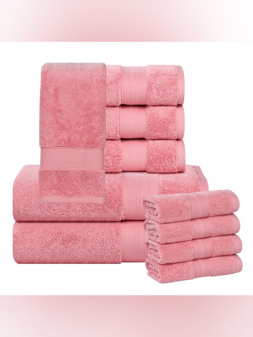 🆕Premium Soft Pink Bath Set Plush Absorbent Face Hand Bath Turkish Cotton Towel